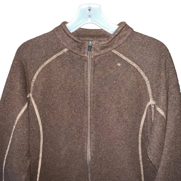 Kuhl Alpaca Fleece Brown Outdoor Hiking Trail Warm Zip Hoodie Brown Large - Picture 2 of 11